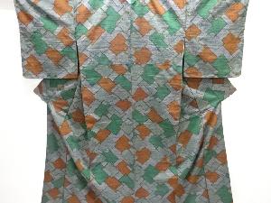 大特価品　未使用品　色紙尽くし模様織り出し手織り節紬着物